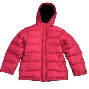GAP Kid's Girl's Goose Down Blend Puffer Jacket Hood Size XXL Barbie Pink Vtg